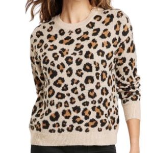 Knox Rose Natural Leopard Long Sleeve Knit Sweater